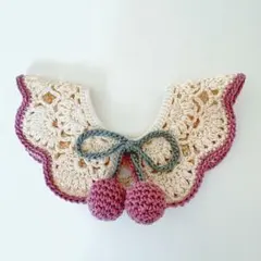 犬猫ペット・ぬい用 手編みレースつけ襟 シュシュタイプ フリルスタイ首輪