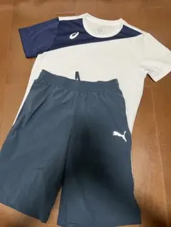 asics 半袖Tシャツ S & puma ハーフパンツ S トレーニングウェア