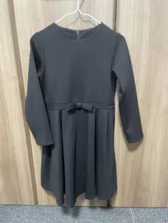 devirock 黒 長袖ドレス ウエストリボン付き