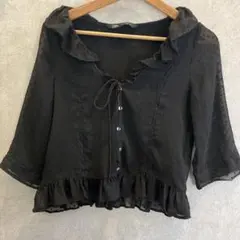 【美品】オケージョン　結婚式　トップス　シアー　シースルー　ドット　ブラウス