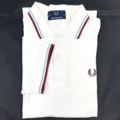 フレッドペリー ポロシャツ M12 イングランド製 半袖 白 赤 水色 38 M