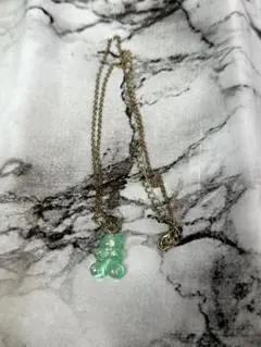 付録ミントグリーン クマ型ネックレス