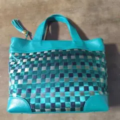濱野皮革工藝 ハマノ ハンドバッグ トートバッグ グリーン メッシュ レザーのサムネイル