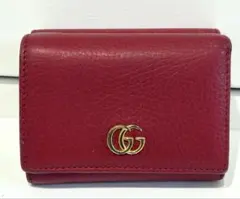v*a様 GUCCI グッチ GGロゴ 三つ折り財布 赤 マーモント