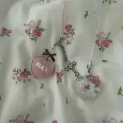 ハート型チャームセット（ピンク・クリア）