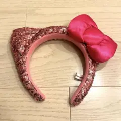 美品 USJ キティーちゃん カチューシャ ピンク リボン付き キラキラ