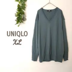 UNIQLO ユニクロ◇XL◇メンズ長袖ニット 薄手セーター Vネック ウール
