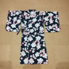花柄ネイビー浴衣・浴衣ドレス　100