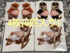 4枚セット ぷにぷにシール 立体ステッカーデコ シール帳 おしりシール柴犬