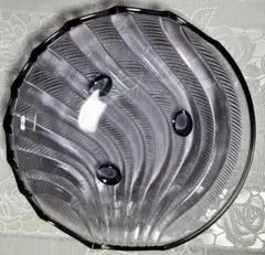 ガラス皿　脚付　曽我ガラス　新品　レトロ　　　 5枚セット うす紫色　昭和