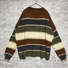 SHEIN シーイン　ボーダー柄 ニットセーター　メンズ　トップス　Lサイズ