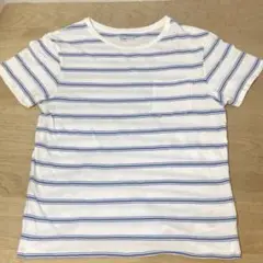 GapKids ホワイト/ブルー ストライプ Tシャツ 130cmサイズ