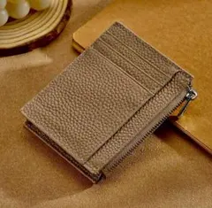 カードケース　グレージュ　コインケース　ミニ財布