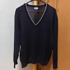 ネイビー　Vネック ニットセーター