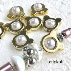 カスタムボールペン対応　4個/ゴールド　くまちゃんドーナツスペーサー　BE99G