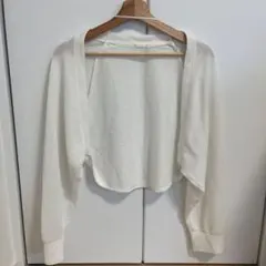 ホワイト クロップドカーディガン M