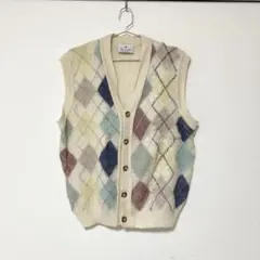 古着 アーガイル柄 ニットベスト