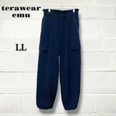テラウェアエミュ ハイウエスト　カーゴパンツ ネイビー　濃紺 LL ウエストゴム