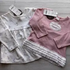 【新品タグ付き】Petit main/春用長袖トップス2枚セット/80cm