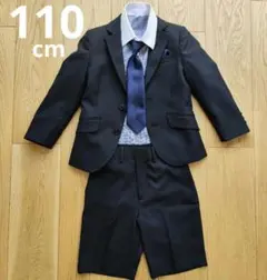 フォーマルスーツ キッズ　110cm ブラック　半ズボン　ネクタイ　４点セット