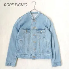 ロペピクニック　ノーカラーデニムジャケット　Gジャン　水色　M ウォッシュ加工