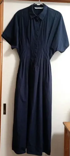 ZARA 半袖 シャツワンピース ネイビー XS