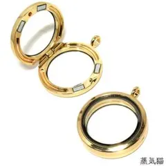 c0050【マグネット開閉式】ショーケースチャーム30mmゴールド1個