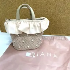 瀧 DIANA パールフリルバッグ ハンドバッグ ショルダー ピンク ツイード