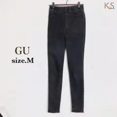 A10-126 ジーユー スキニーパンツ M 黒 ストレッチ 黒パン 無地