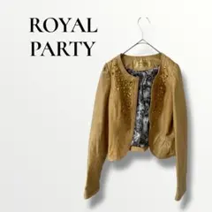 ROYAL PARTY ロイヤルパーティ　ノーカラージャケット 豚革ベージュS