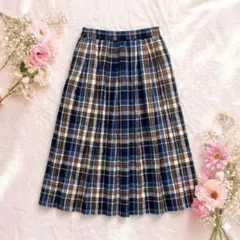 DOUBLE NAME ダブルネーム チェック柄 プリーツロングスカート Fのサムネイル