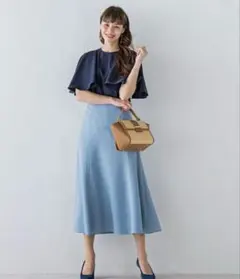 ビアッジョブルー リネンライクスカート S ブルーのサムネイル