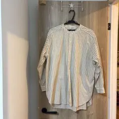 niko and ... ストライプ バンドカラーシャツ L