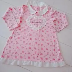 子供服♡花柄ハートフリルワンピ〜120