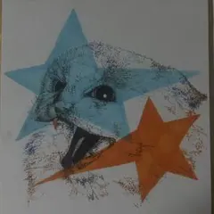 《一点物》手描きイラスト 原画 猫 星