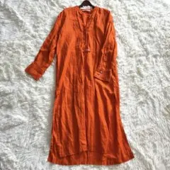 ZARA ザラ 100%リネン シャツワンピース オレンジ