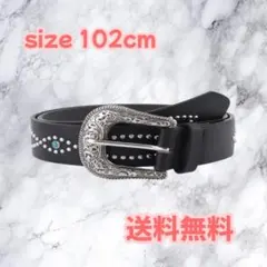 ウエスタンベルト　Y2K アメカジ　スタッズベルト　ターコイズ　ブラック　黒