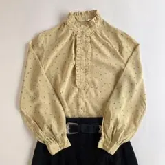 used レトロ ドット柄 フリル ブラウス 古着 ヴィンテージ vintage