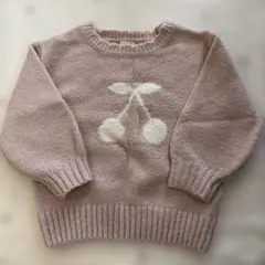 petit main チェリー柄セーター Sサイズ ピンク