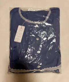 新品・未使用品 ワコール パジャマ 綿100% レース付 ブルー M〜L