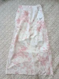 Heather タイダイ柄 シアースリットロングスカート S ニュアンスプリント