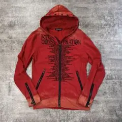 希少　y2k 00s ジップアップパーカー　グランジ　英字