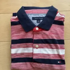 Tommy Hilfiger 赤系ストライプ ポロシャツ
