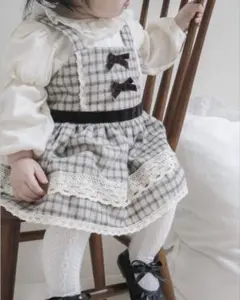 marron 18m チェックロンパース