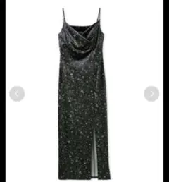 SNIDEL スナイデル ベロアプリントキャミワンピース ダークグレー