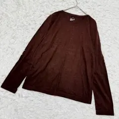 【ムジルシリョウヒン】❣️クルーネック長袖シャツ❣️綿 無地 シンプル 茶 M