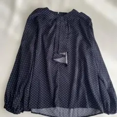 未使用⭐︎しまむら HK WORKS LONDON ドットボウタイブラウス 紺