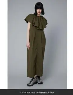 最終値下げ　HeRIN.CYE ワンピース　カーキ HeRIN.CYE ［予約］Border hem one piece GRN -ファッション通販