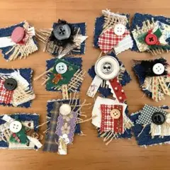 コラージュ布　布タグ（クリスマス調）（カントリー調）ジャンクジャーナル