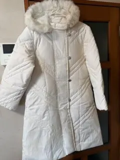 ホワイトフード付きロングコート LLサイズ